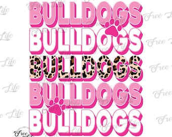 Bulldogs PNG Download, Pink Bulldogs Digital Art Download, Bulldogs Mascot Download, Bulldogs Mom Png, Bulldogs School Mascot, School Spirit