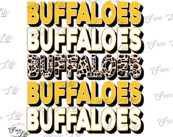 Buffaloes PNG, Gold and Black Buffaloes Digital Art Download, Buffaloes Download, Buffaloes School Mascot Png, School Spirit Design