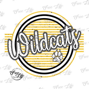 Wildcats PNG Download, Wildcats PNG Digital Art Download, Wildcats Mascot Download, Wildcats Mom Png, Yellow Wildcats School Mascot