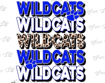 Wildcats PNG Download, Wildcats Digital Art Download, Wildcats Mascot Download, Wildcats Mom Png, Royal Blue Wildcats School Mascot Png