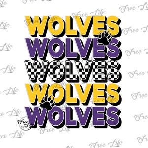 Wolves PNG Download, Wolves PNG Digital Art Download, Wolves Mascot Download, Wolves Mom Png, Purple Wolves School Mascot Png, School Spirit