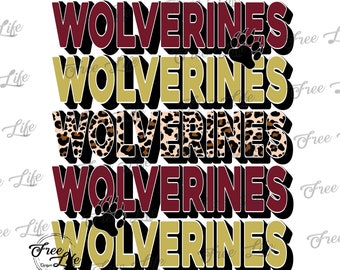 Wolverines PNG Download, Wolverines PNG Digital Art Download, Wolverines Mascot Download, Wolverines Mom, Maroon and Gold Wolverines Mascot