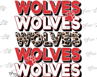 Wolves PNG Download, Wolves PNG Digital Art Download, Wolves Mascot Download, Wolves Mom Png, Red Wolves School Mascot Png, School Spirit