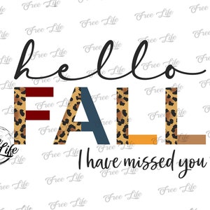 Hello Fall PNG, Fall Download, Autumn Download, Fall Leopard Digital Art Download, Fall Cheetah Letters Png, Hello Fall Digital Download