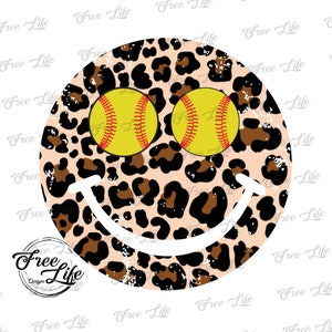 Softball Smiley Png, Softball PNG, Softball Design, Softball Shirt Design, Softball Mom, Softball Digital Art Printable Download