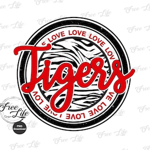 Tigers PNG Download, Tigers PNG Digital Art Download, Tigers Mascot Download, Tigers Mom Png, Red Tigers School Mascot Png