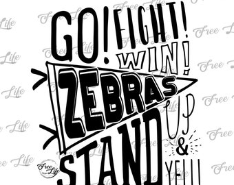 Zebras PNG Download, Zebras SVG Digital Art Download, Zebras Mascot Download, Go Fight Win Zebras, Zebras School Mascot Png, School Spirit