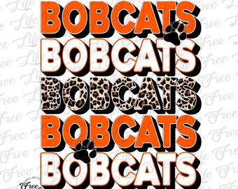 Bobcats PNG Download, Orange Bobcats Digital Art Download, Bobcats Mascot Download, Bobcats Mom, Bobcats School Mascot, School Spirit Png