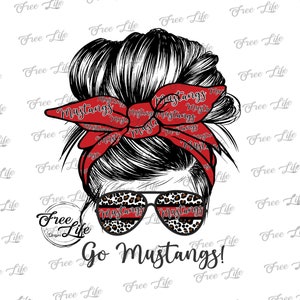 Mustangs PNG Download, Mustangs School Mascot Png, Red Mustangs Digital Art Download, Mustangs Download, Mustangs Mom, Mustangs Messy Bun