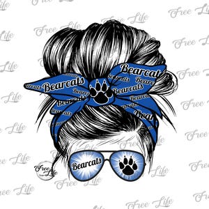 Bearcats PNG Download, Blue Bearcats School Mascot, Bearcats Bun Digital Art Download, Bearcats Mascot Download, Bearcats Mom Png Download