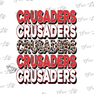 Crusaders PNG Download, Crusaders Digital Art Download, Crusaders Mascot Download, Crusaders Mom Png, Red Crusaders School Mascot Printable