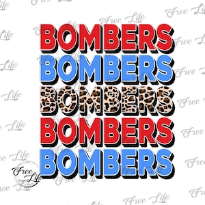 Bombers PNG Download, Red and Blue Bombers School Mascot, Bombers Digital Download, Bombers Mascot Download, Bombers School Spirit Design