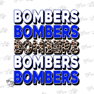 Bombers PNG Download, White and Blue Bombers School Mascot, Bombers Digital Download, Bombers Mascot Download, Bombers School Spirit Design