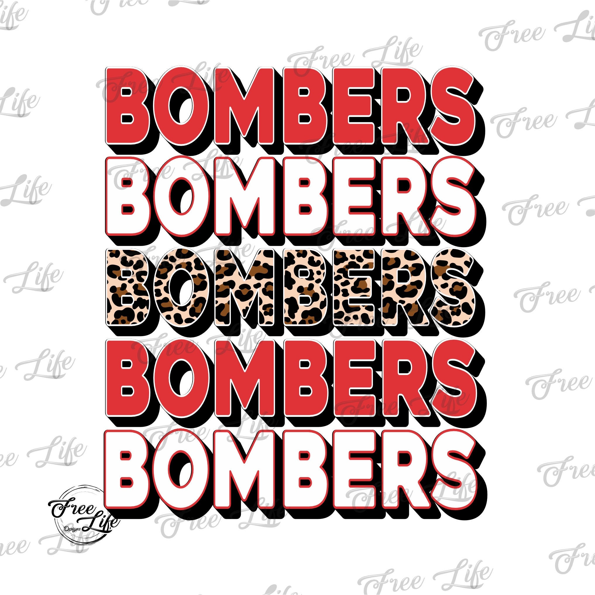 Bombers PNG Download, Red and Leopard Bombers School Mascot, Bombers Digital Download, Bombers ...