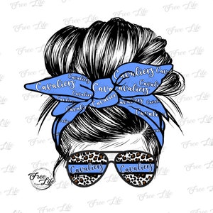 Cavaliers PNG Download, Cavaliers Messy Bun PNG Digital Art Download, Cavaliers Mascot Download, Cavaliers Mom Png, Blue Cavaliers