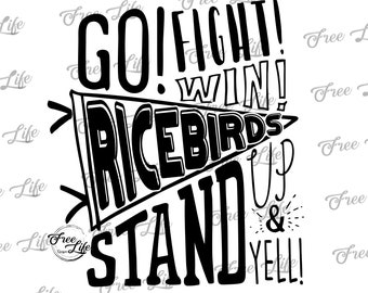 Ricebirds PNG Download, Ricebirds SVG Digital Art Download, Ricebirds Mascot Download, Ricebirds Mom Png, Ricebirds School Mascot