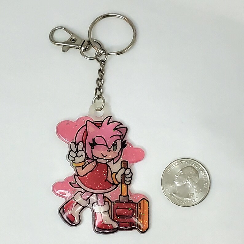 Sonic the Hedgehog Resin Glitter Keychains Set 1 team Sonic & Team Rose