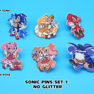 Sonic the Hedgehog Resin Button Pins Set #1 (Team Sonic & Team Rose)