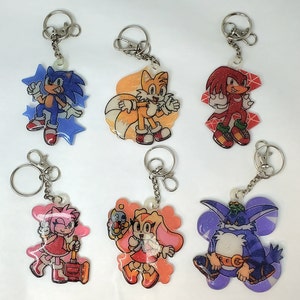 Sonic the Hedgehog Resin Glitter Keychains Set #1 (Team Sonic & Team Rose)