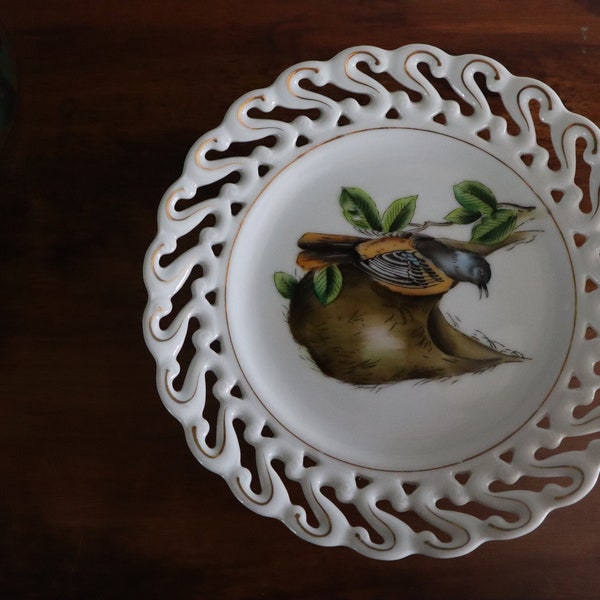 Vintage Baltimore China Oriole Bird Plate with Gold Accents by Napco