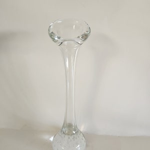 Vintage Hand Blown Jack in the Pulpit Vase Art Glass Clear Midcentury MCM