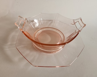 Vintage Pink Imperial Depression Glass Bowl/Plate Set "Molly"
