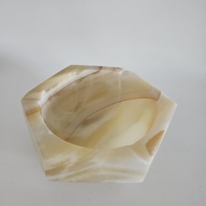 Vintage Hand Carved Onyx Hexagon Ashtray
