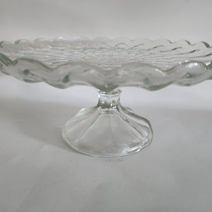 Vintage Clear Pressed Glass Medium Sized Cake Stand