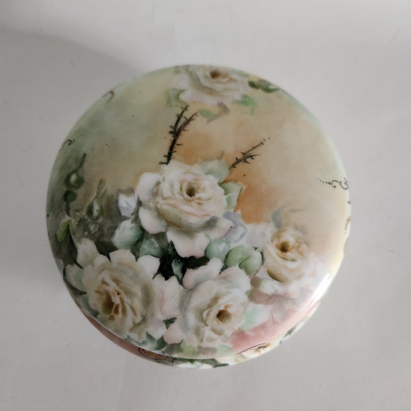 Vintage Victorian Elite L France Limoges Hand Painted Floral and Gold Jewelry Casket Trinket Box