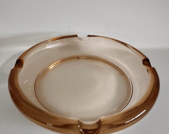 Vintage Round Peach Glass Ashtray