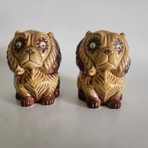 Vintage Japanese Foo Dog Googly Eyed Retro Kitsch Salt and Pepper Shakers