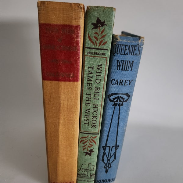 Vintage Trio of Books with Bright Colored Covers