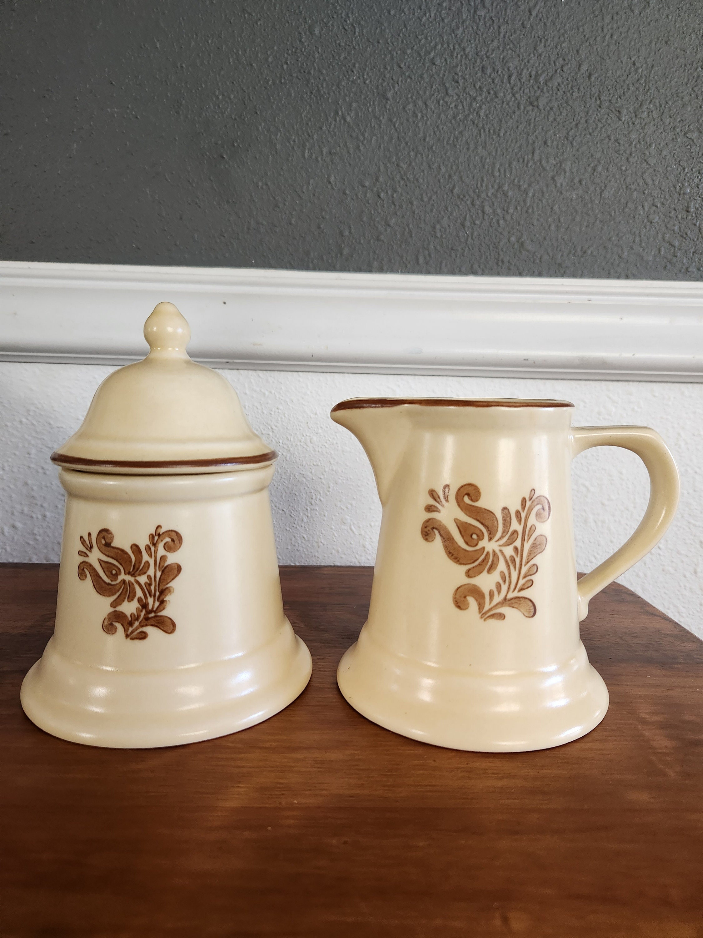 Vintage Pfaltzgraff Cream Sugar Bowl Set