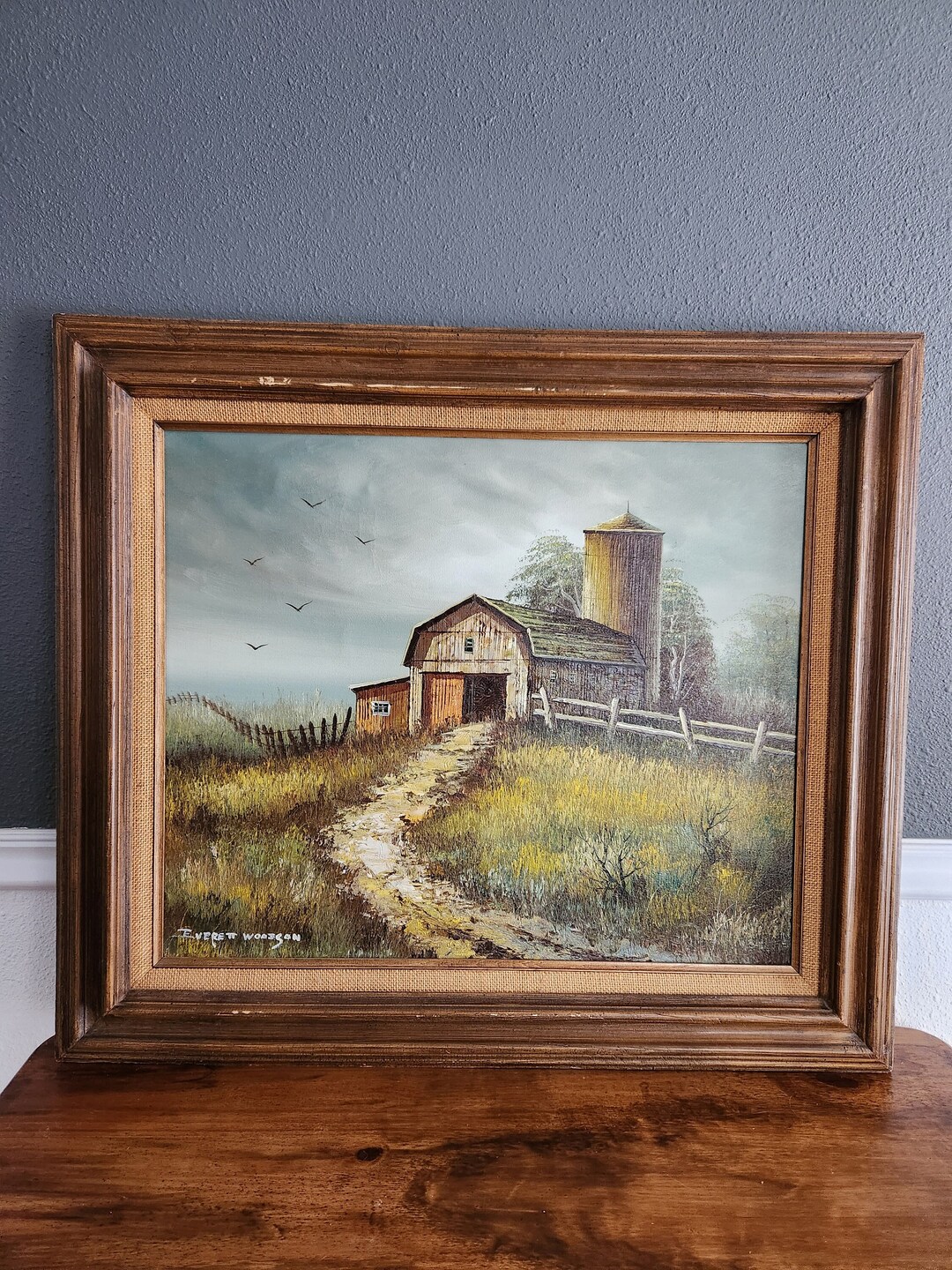 Vintage Original Signed Everett Woodson Barn Oil Painting Etsy