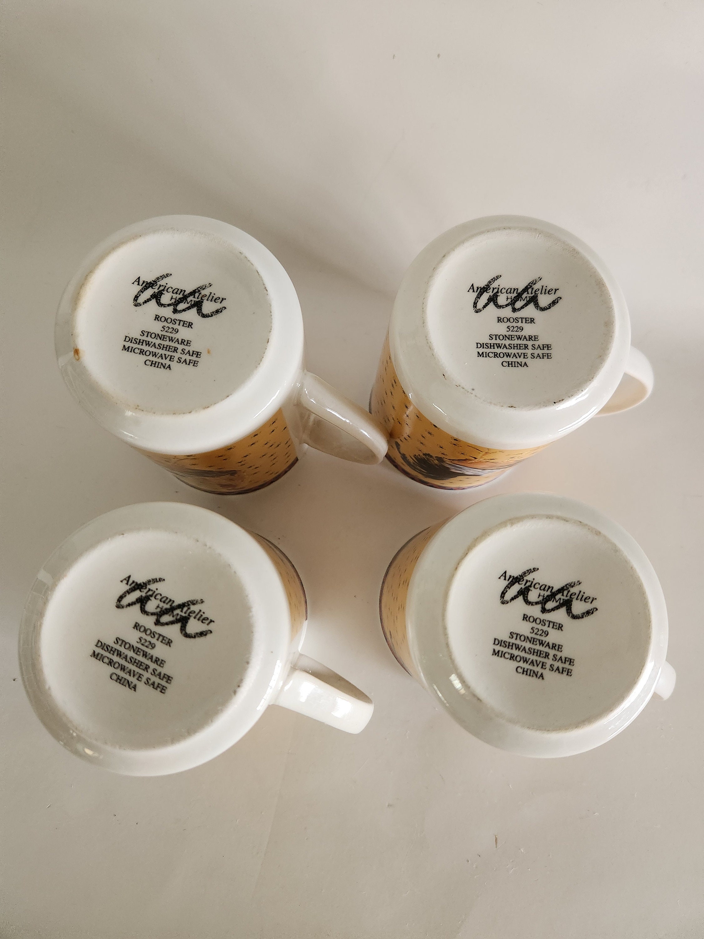 Vintage Stoneware American Atelier at Home Rooster Coffee Mugs Set of 4 -  Etsy