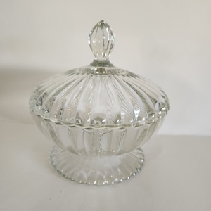 Vintage Jeanette Clear Glass Candy Dish National Pattern Compote