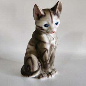 Vintage Tabby Cat Kitten Ceramic Figurine