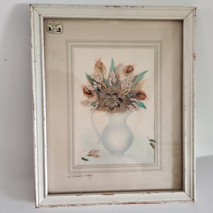 Vintage Pressed Flowers Floral Wall Art Framed