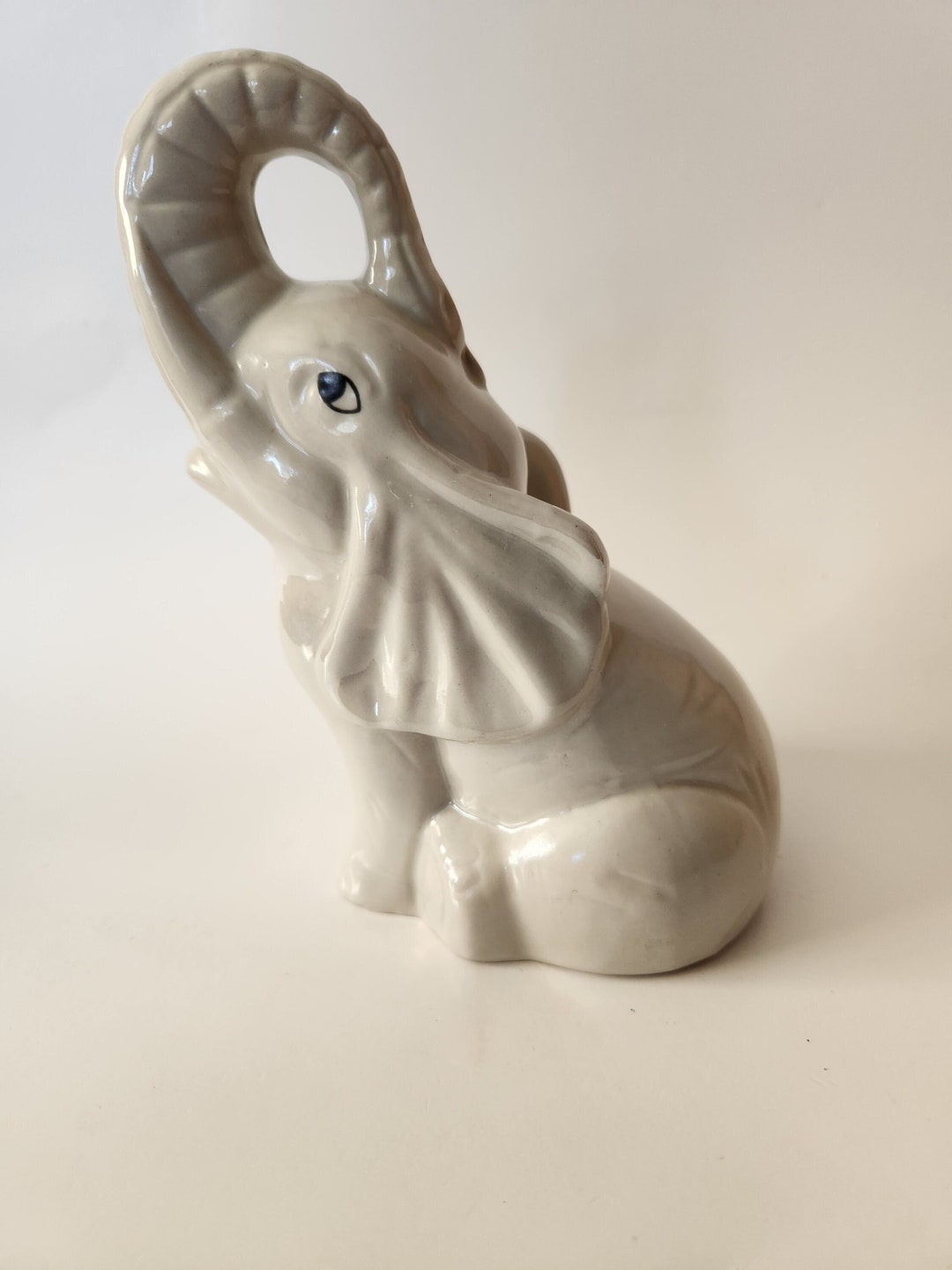 Vintage Ceramic White Elephant Figurine Made in Brazil Etsy