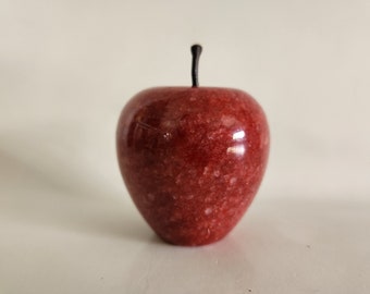Vintage Polished Red Alabaster Stone Apple Paperweight