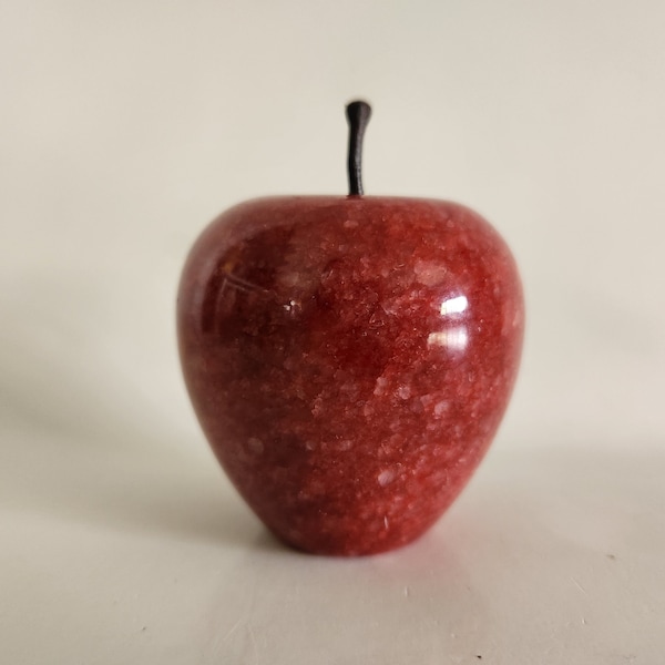 Vintage Polished Red Alabaster Stone Apple Paperweight