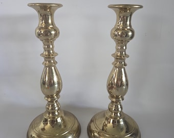 Vintage Pair of Brass Candlestick Holders Mid Century Brass Candleholders