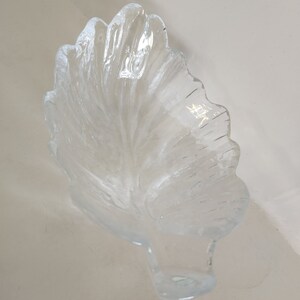 Vintage Leaf Pattern Shaped Clear Crystal Glass Bowl Dish by Orrefors Sweden