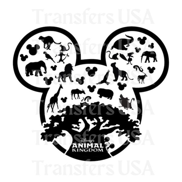 Animal Kingdom Tree Mickey Ears SVG Cricut Cut File, Disneyworld Family Trip Png, Animal Safari Design