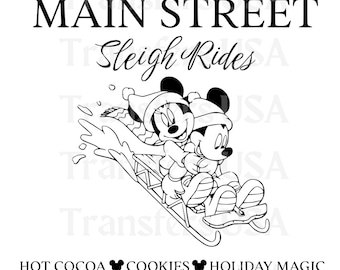 Main Street Sleigh Rides SVG Cricut Cut File, Vintage Disneyland Christmas svg, Christmas disneyland Family trip