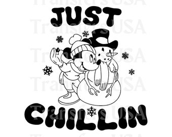 Just Chillin Mickey Christmas SVG Cricut Cut File, Winter Disneyland Christmas svg, Christmas disneyland Family trip
