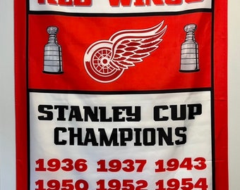 Detroit Red Wings Stanley Cup Banner Flag Wall Art