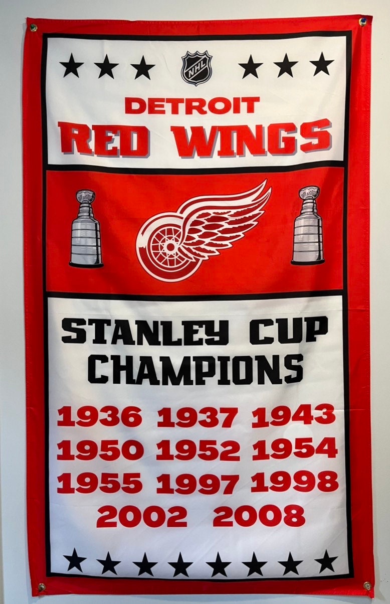 Detroit Red Wings Stanley Cup & Retired # Arena Banner Vinyl Decal