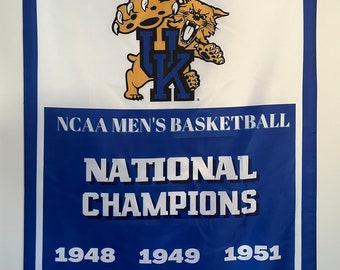 Arte de pared con bandera y estandarte del campeonato nacional de la NCAA de la Universidad de Kentucky