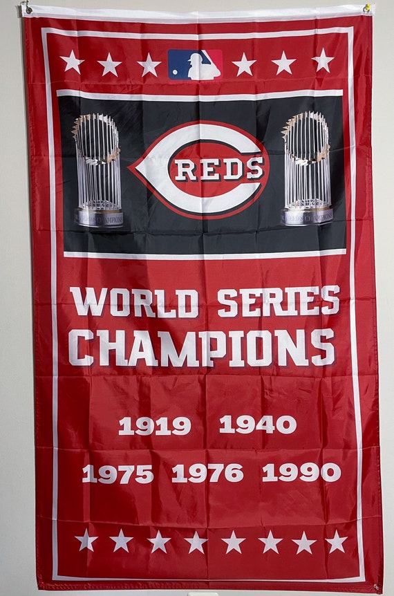 Cincinnati Reds World Series Championship Banner Flag Wall Art 